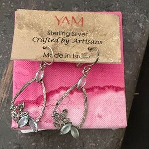 Ya Los Angeles Sterling Silver Earrings with Blue Accents